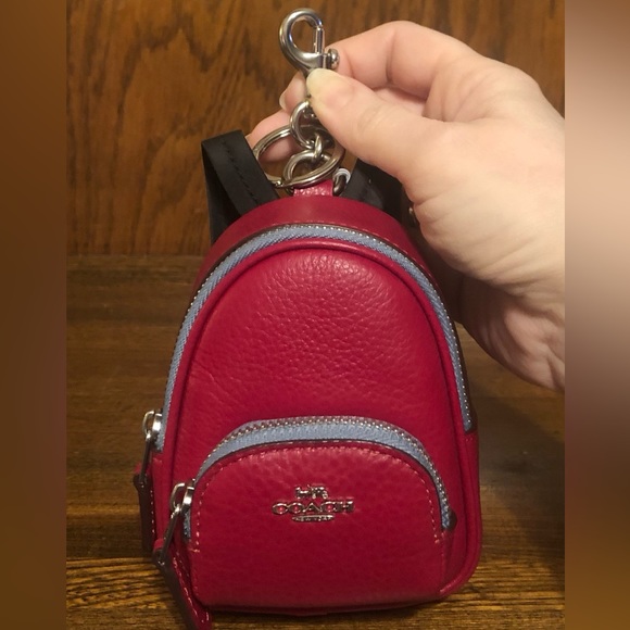 NWT-Coach-Mini Court Backpack🎒Keychain/Bag Charm-Dark Cardinal Red-$138 - Picture 2 of 12